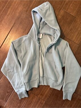 Aritzia Sweatfleece Mega Zip Up Hoodie (Aquamarine) 2XS
